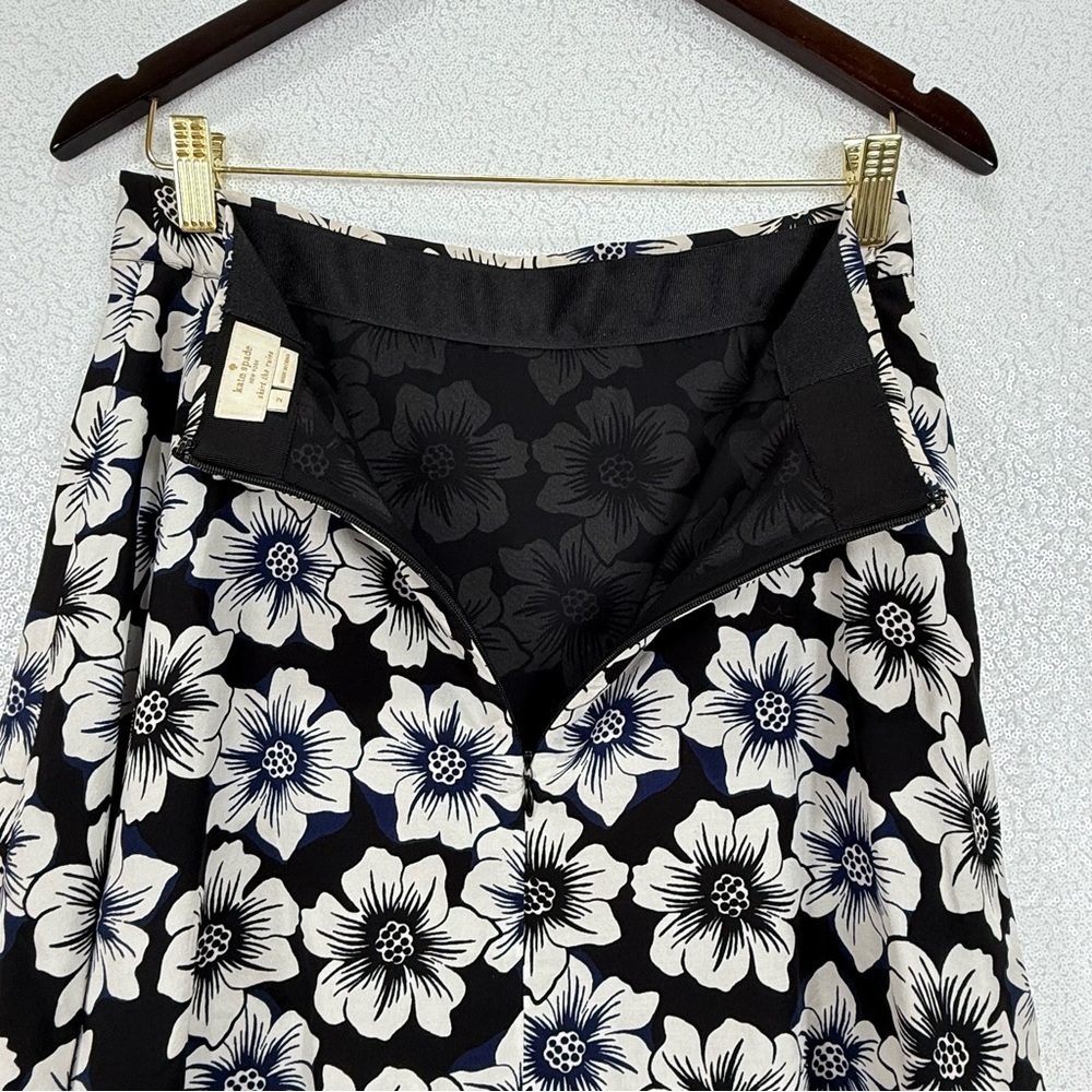 Kate Spade Hollyhock Double Layer Silk Blend Black and White/ Blue Mini Skirt - Picture 12 of 14